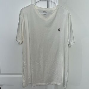 New Winter White Polo by Ralph Lauren V-Neck Blue Pony Men’s Cotton T Tee Shirt
